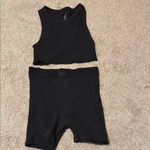 SKIMS cotton rib super crop tank top (small) and boxer (medium)